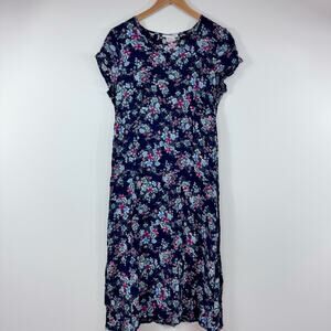 Women Vintage Dress Blue Floral Size 8 Fairy Boho Cottagecore Feminine Maxi 90s